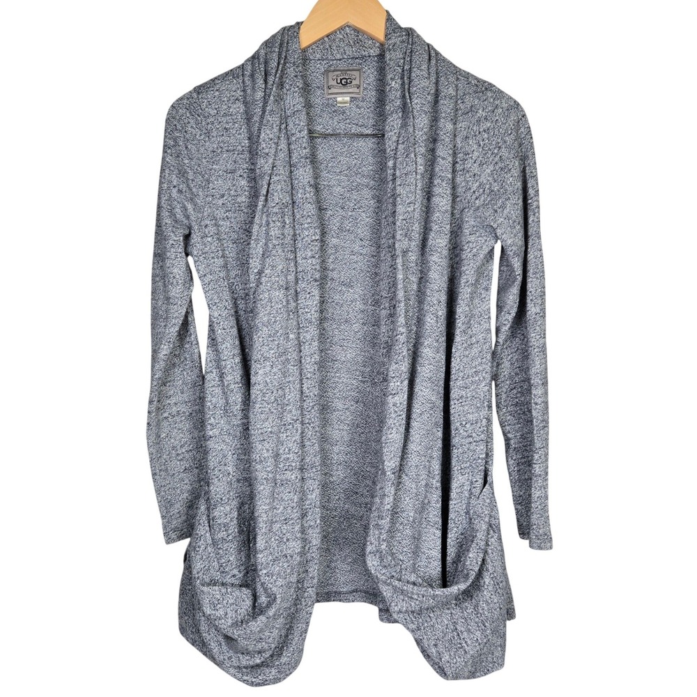 UGG Australia Womens‎ Cardigan Sweater Duster Open Front Pockets Blue Grey M